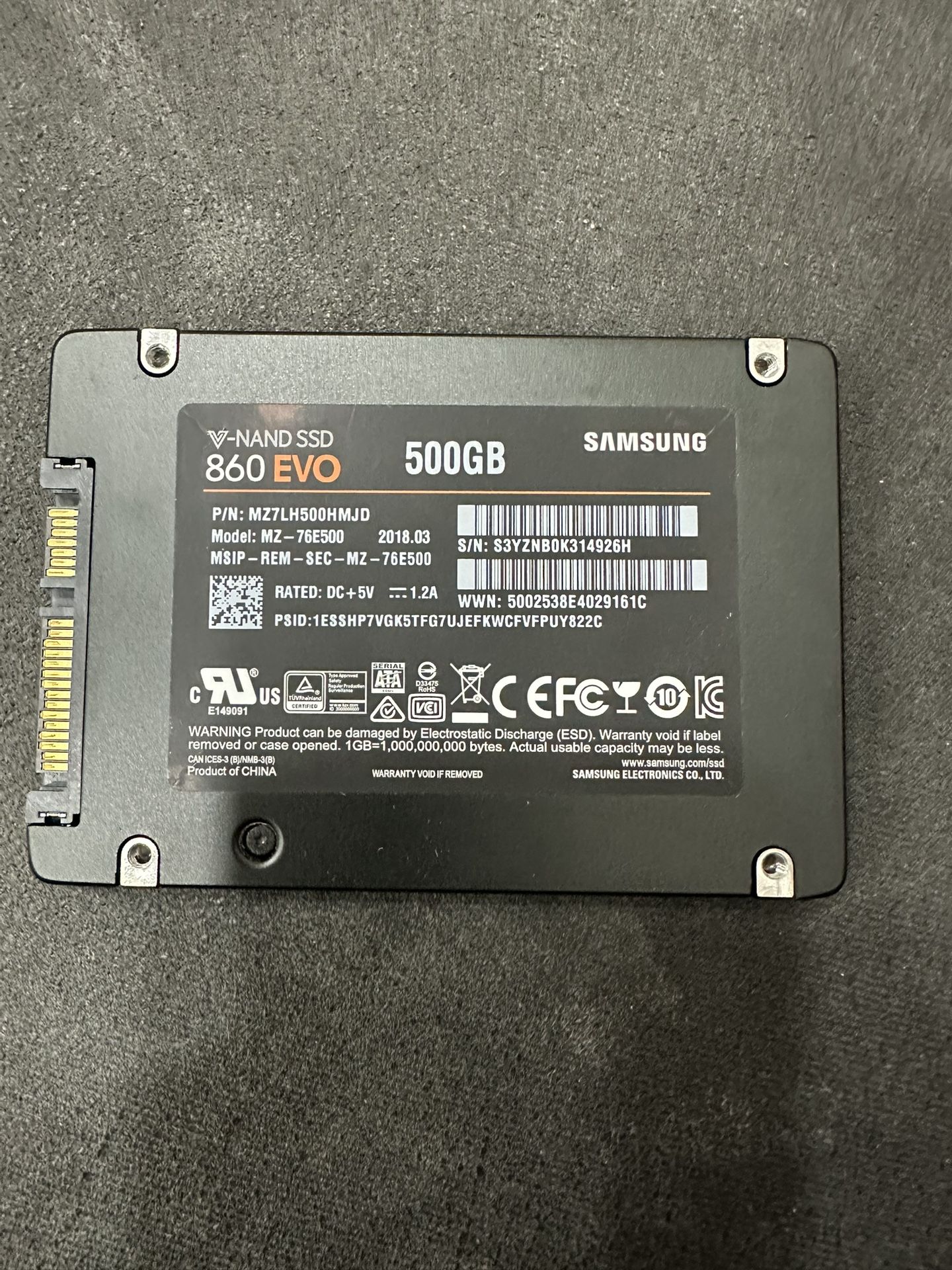 SAMSUNG SSD 860 EV0 500GB 2.5" MZ7LH500HMJD