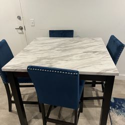  Blue Marbel Top Table  Set