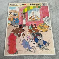 Vintage 1986 Pound Puppies Golden Extra Thick Frame Tray Puzzle 
