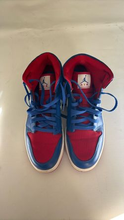 Air Jordan 1 Mid Blue Red Sneakers
