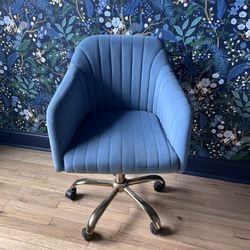 Blue Velvet Swivel Office Chair