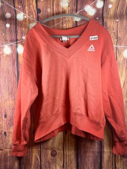 Reebok V Neck Sweatshirt Burnt Orange Men's XL
