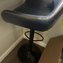 Blue Leather Bar Stools 
