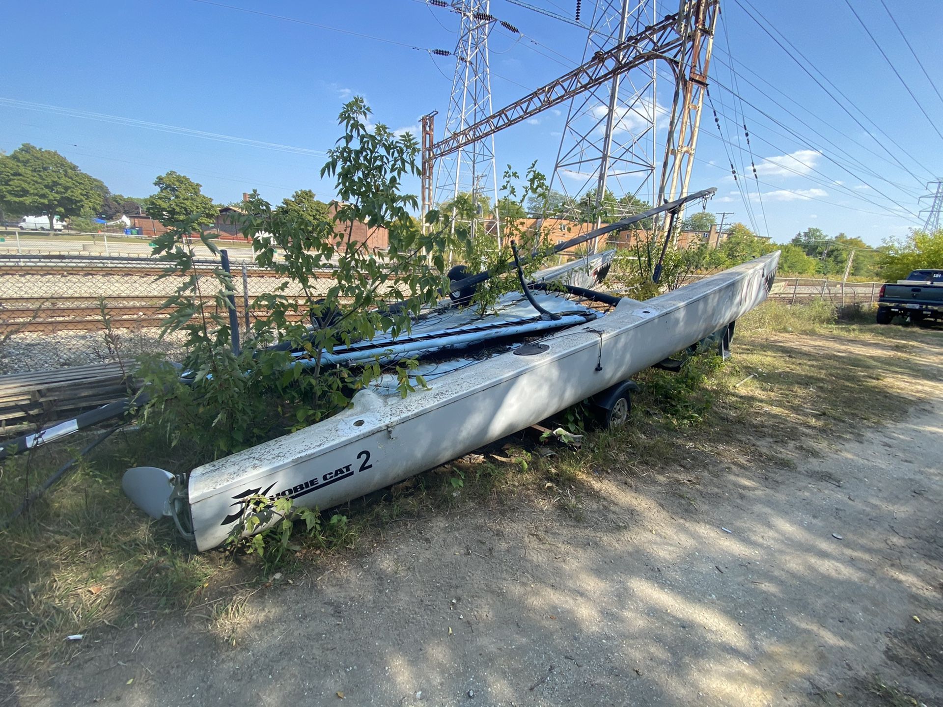 Sailboat / Hobie catamaran with a trailer