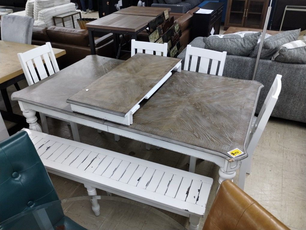 Dining Table Set With Bench And 4 Chairs 