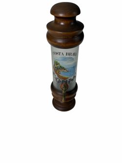 Vintage Frosted Glass and Wood Liquid Dispenser