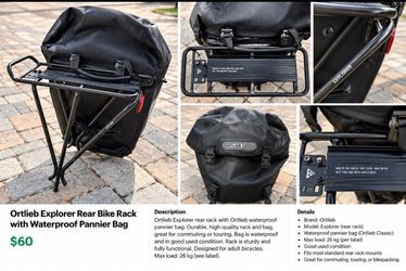 Ortlieb Waterproof Bike Pannier Bag with Rear Bicycle Rack