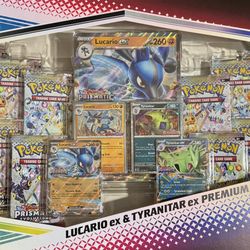 lucario ex and tyranitar ex premium collection prismatic