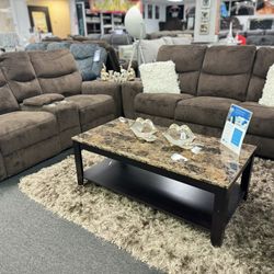 Easter Sale🐰Beautiful Chocolate Reclining Sofa&Loveseat With A Free 4k 55 Inch Tv $999 (Huge Saving