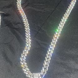 Silver Cuban Link w Charm