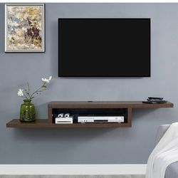 Martin Furniture Asymmetrical Floating Wall Mounted TV Console, Columbian Walnut -60inch