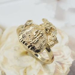 Gold Plated Nugget Money Bag Ring