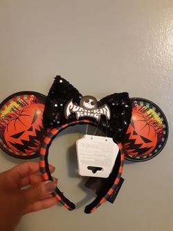 Disney Nightmare Before Christmas Pumpkin King Minnie Ears