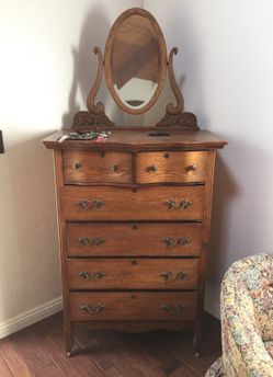 Antique dresser 34wide X49 Height With Mirror 75 Inches Height