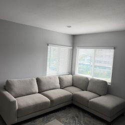 Living Spaces Light Grey Sectional Couch 