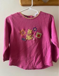 Vintage Winnie the Pooh fall Pink Long Sleeve waffle knit Top 3T