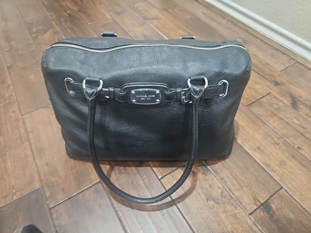 Micheal Kor's Black Leather Tote Bag