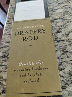14" Decorative DRAPERY ROD with mounting hardware  and brackets
