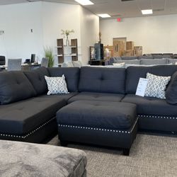 🖤 Black Sectional + Ottoman Only $799! 🔥
