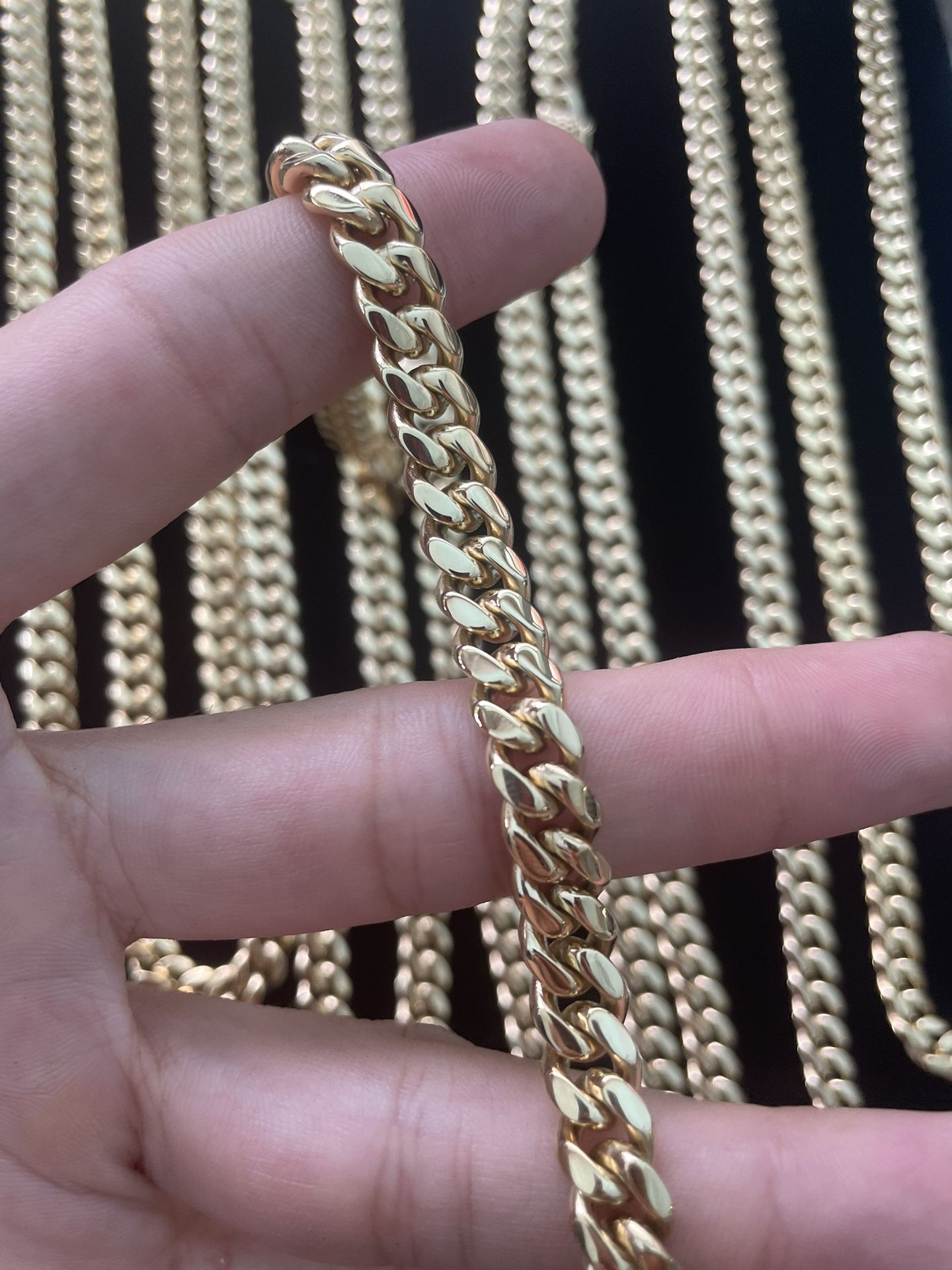 8MM 14K Gold PVD 8 Inch Cuban Bracelet And Chain 20 Inch SET