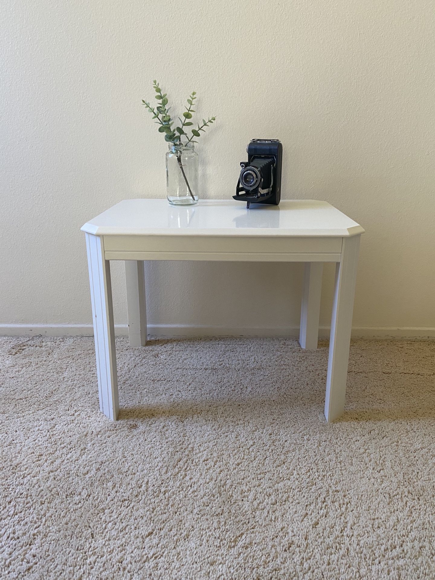 White Rectangular End Table