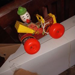 Vintage 1965 Fisher Price Jolly Jalopy Circus Clown Pull Toy