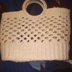 Womens Straw Purse A New Day Caning Tote Bag Wick Braided 14"L x 12"h X 6"width New 