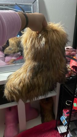 Brown fur boots