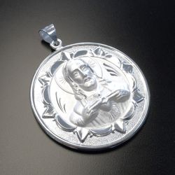 NEW STERLING SILVER RELIGIOUS MEDALLION PENDANT WITH CHAIN 