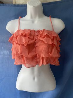 Orange Ruffle Tank Top