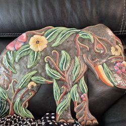 Good Luck Elephant Wall Art Handmade Haitian Metal Drum Art 14" Diameter