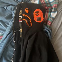 Double hooded Undefeated Bape Zip Up Hoodie