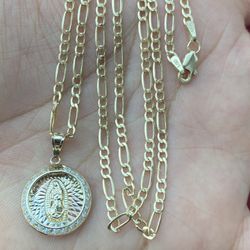 Cadena Con Virgen En 14 Kt 20 @