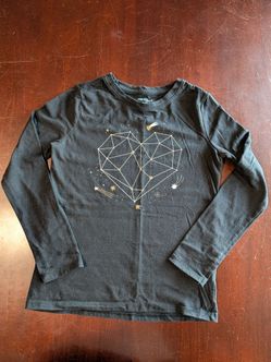 Girls Black Long Sleeve Heart Shirt Size 7/8 - Everett, WA