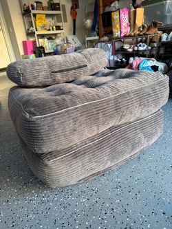 Gray Corduroy Sectional futon Cushions