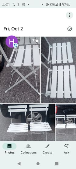 White Folding Bistro  Chairs Set