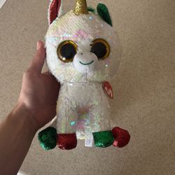 TY BEANIE BABIES SEQUIN FLIPPABLES- Christmas Unicorn- NEW