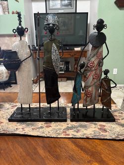 Set of 2 Elegant Metal Decorative Figurines; 19 inches tall