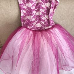 Burgundy & Pink Ballet Dress Child L, Like-new 