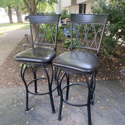 Set of 2 Swivel Bar Stools – Black Metal & Faux Leather. $50 for both, or best offer