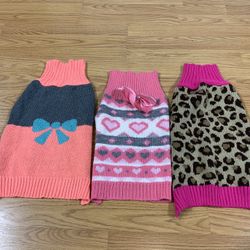 3 Medium Knit Dog Sweaters 