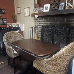 Table And Wicker Chair Set