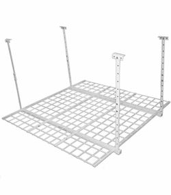 White Metal Ceiling Mounted Storage Rack