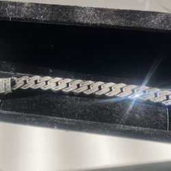 Moissanite Cuban/Prong Link Bracelet Sterling Silver