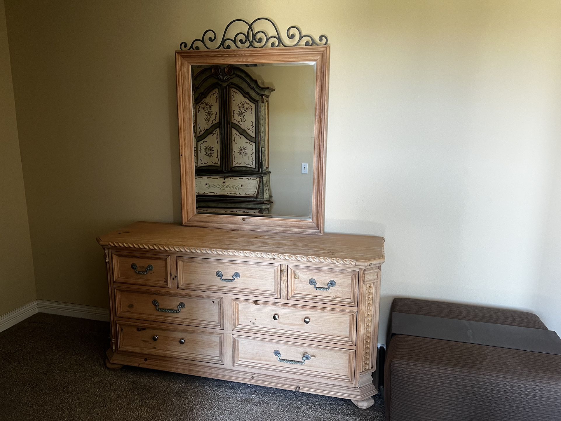 Dresser w/ Mirror and Armoire- Solid Wood, Pine!