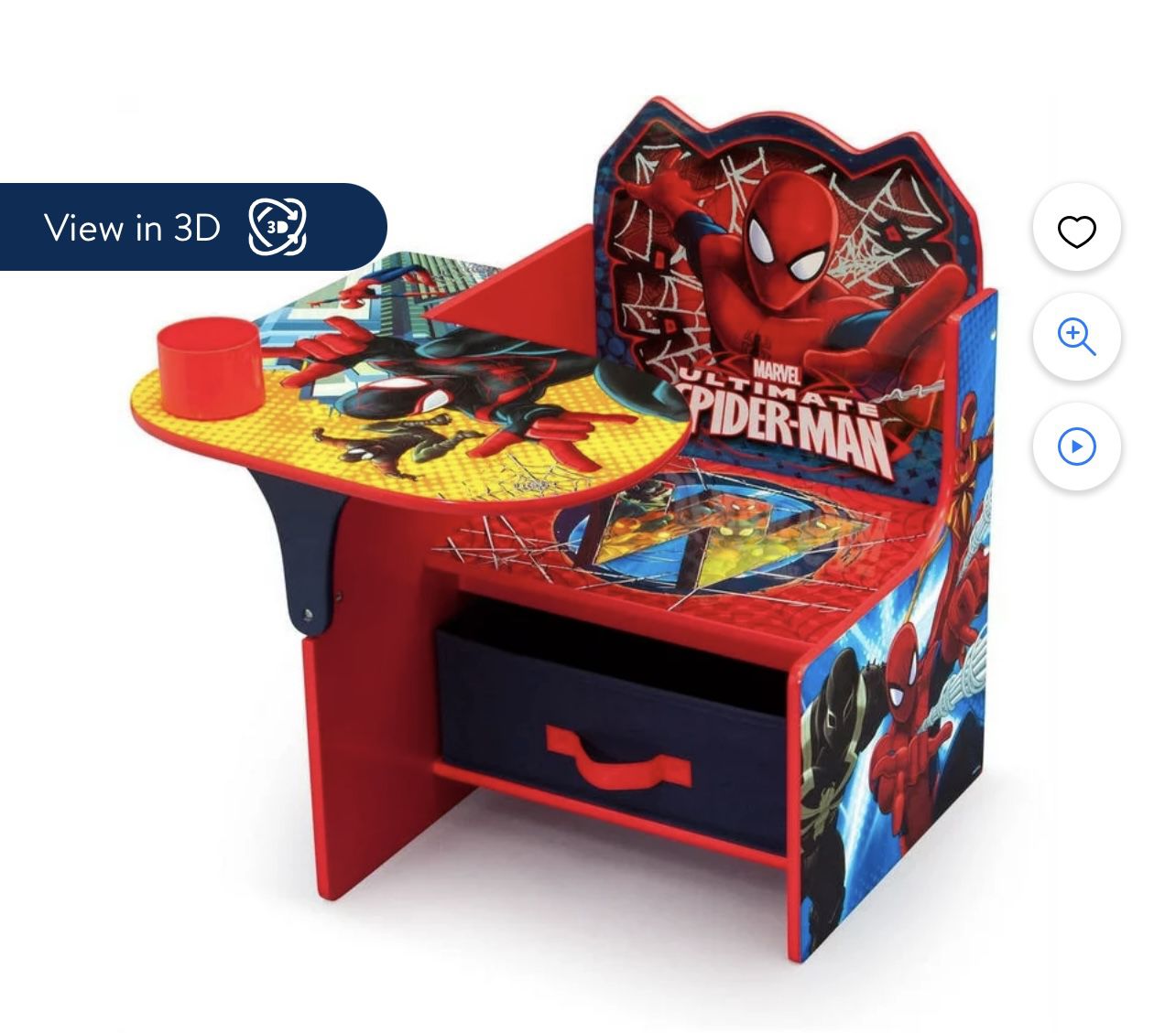 Marvel Spider-Man Chair Desk with Storage Bin by Delta Children, Greenguard Gold Certified