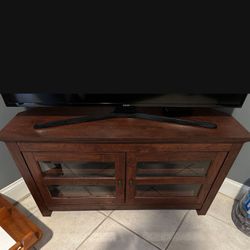 TV Corner Stand with shelves and 2 glass doors