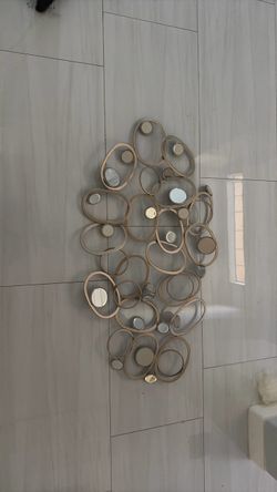 Gold Metal Circle Wall Art with Mirrors