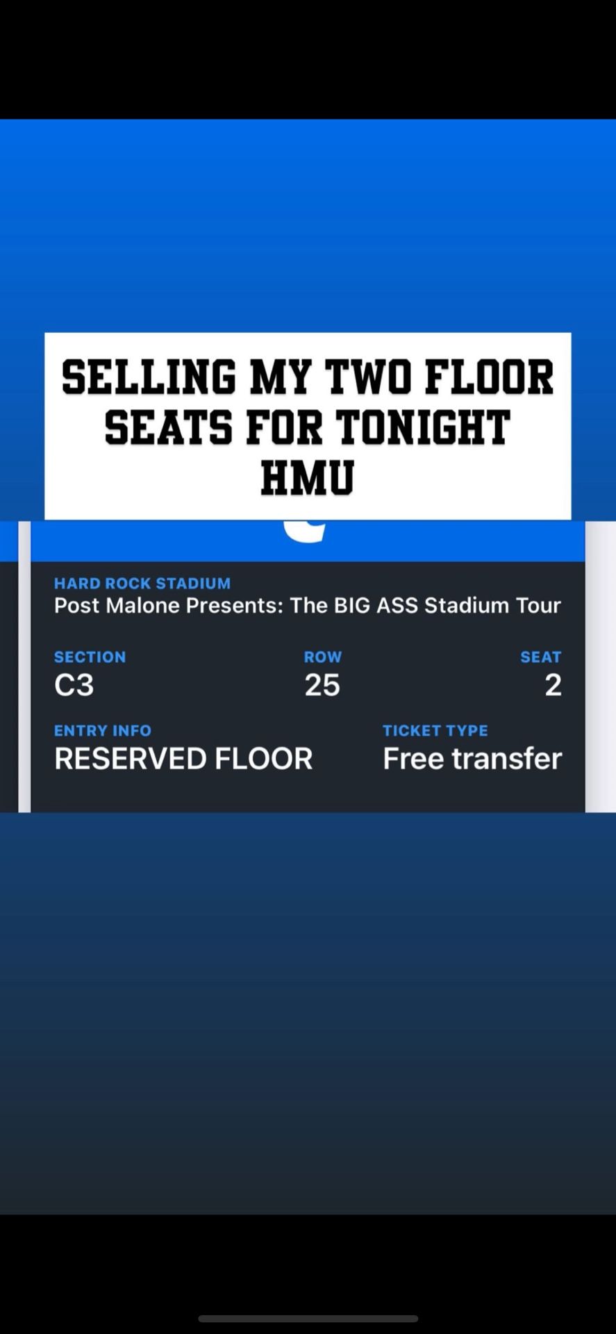 Post Malone Tickets - Floor Seats