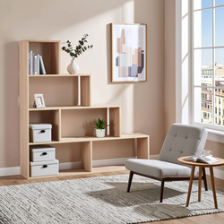 Homy Casa SIMMS SMALL Modern Wood Bookcase, 120x29x120cm, E1 Standard Particle Board, Home & Office Storage Shelf